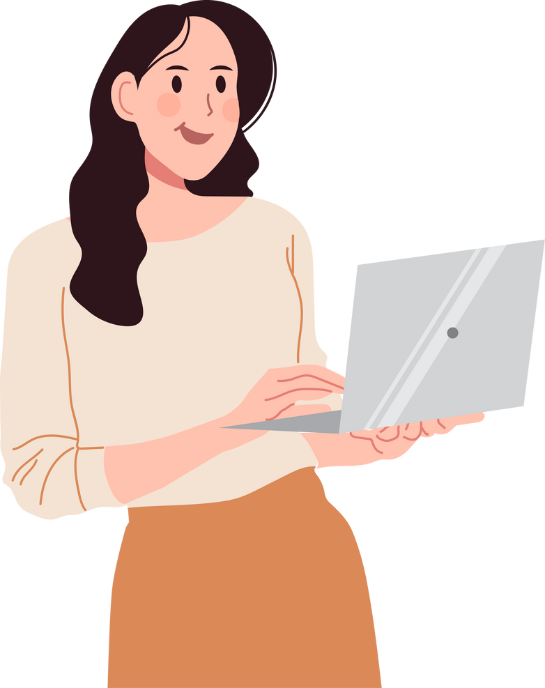 Confident Woman Working on a Laptop